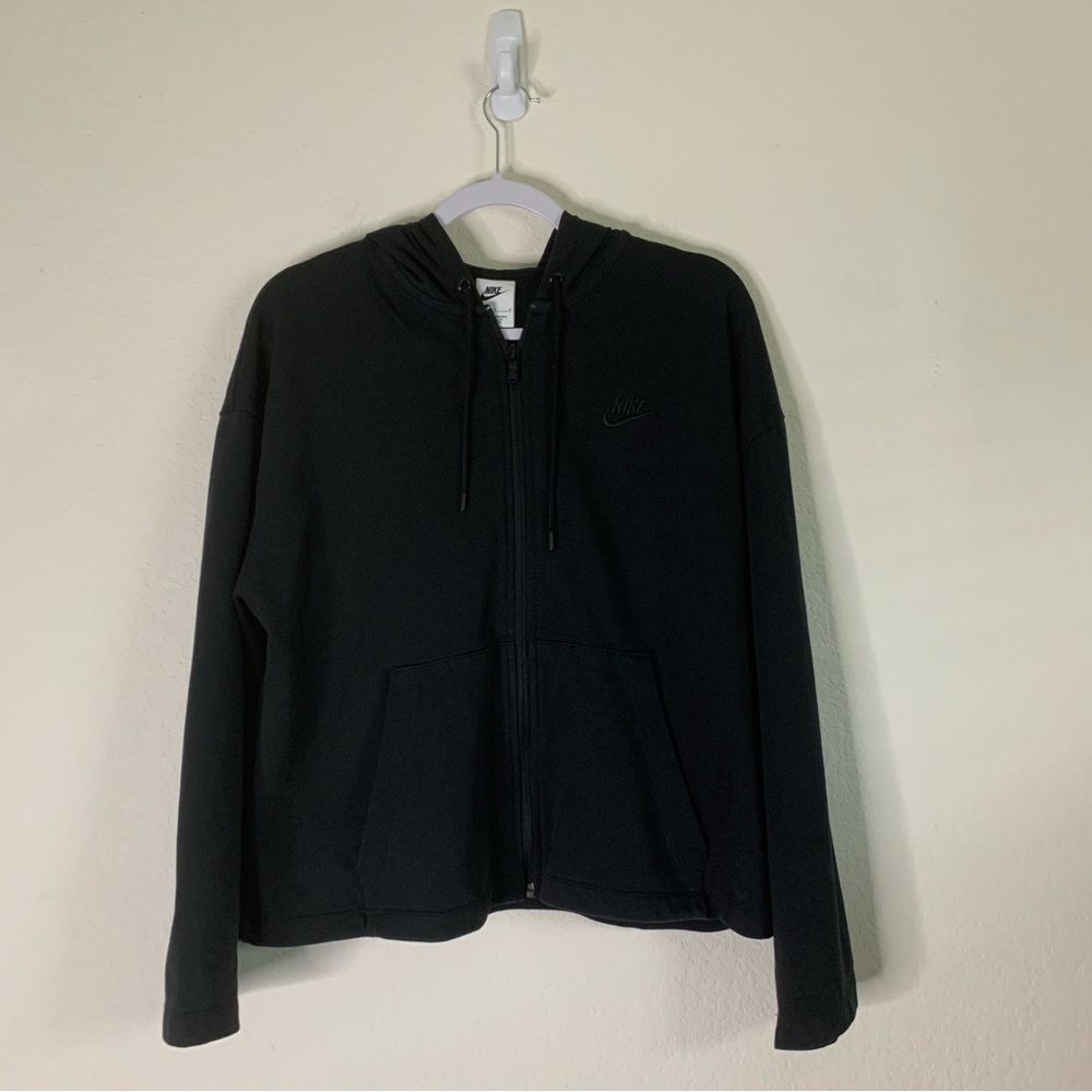 Nike sportswear Womens black full zip wide arm hooded sweater L - Picture 2 of 8